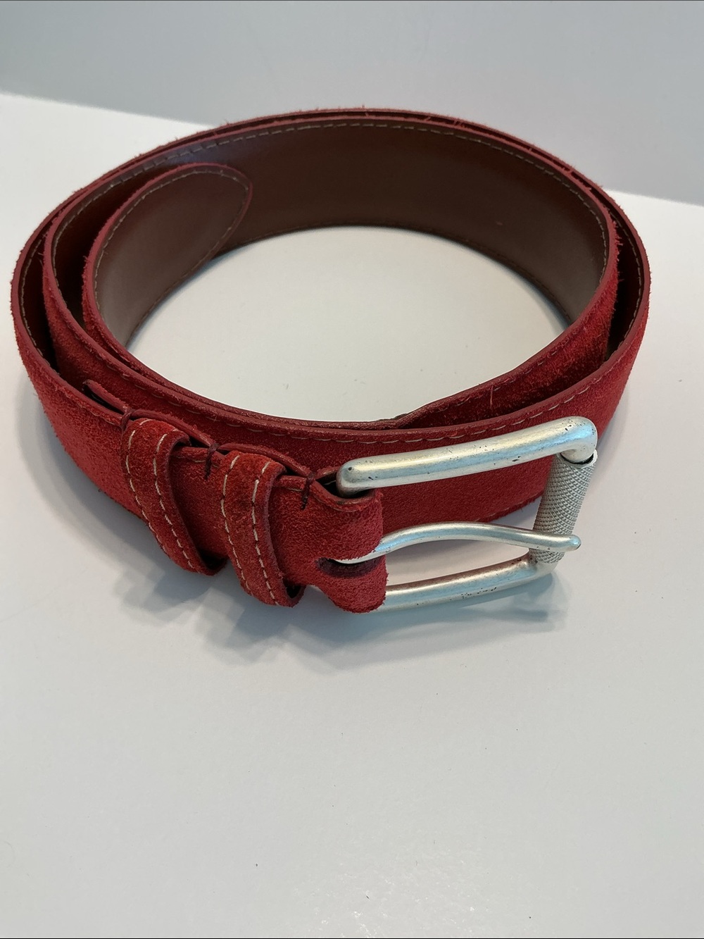Men’s Torino European Suede Red Belt Sz 38